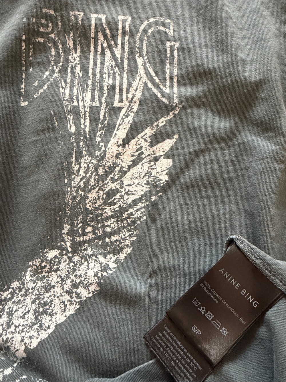 Anine Bing Womens Graphic Tee Set in Black, Green, and Cream - Picture 4 of 5